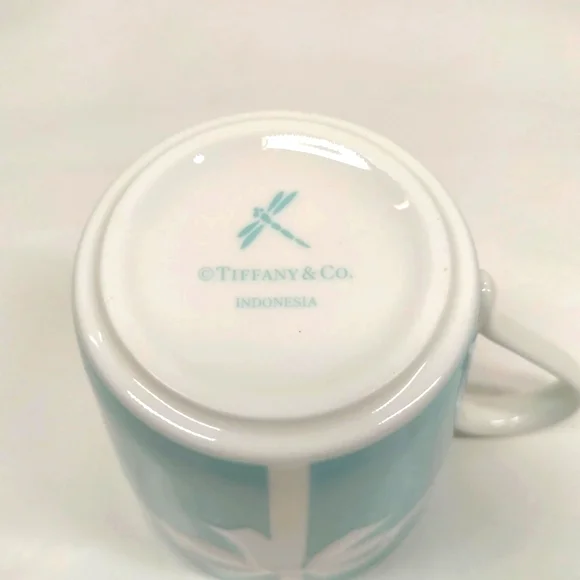 TIFFANY & CO. Bow Ribbon Bone China Blue Mug Cup 2pcs Set in Gift Box from Japan - Picture 7 of 8